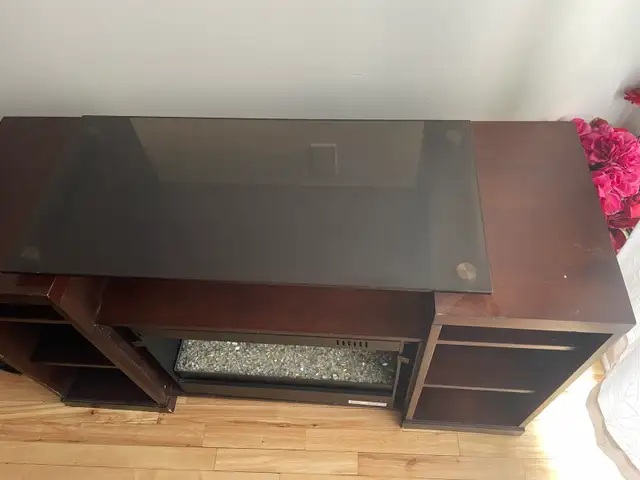meuble télé avec feux foyer chauffe