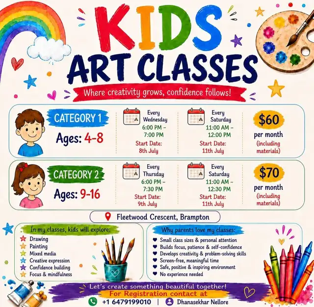 Kids Art Class in Brampton - Drawing Painting Texture
