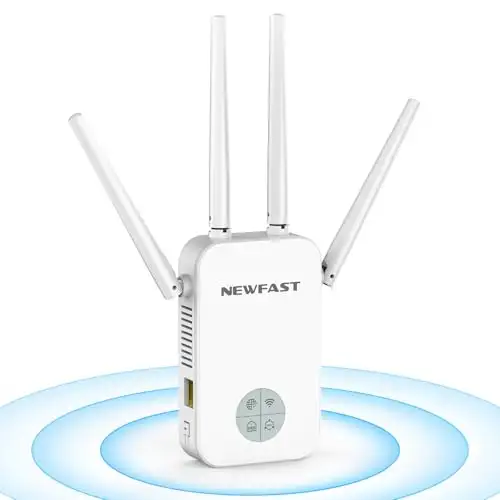 NEWFAST 1200Mbps Dual-Band WiFi Extender with 4 High Gain...