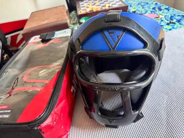 UFC boxing gloves and RDX head gear