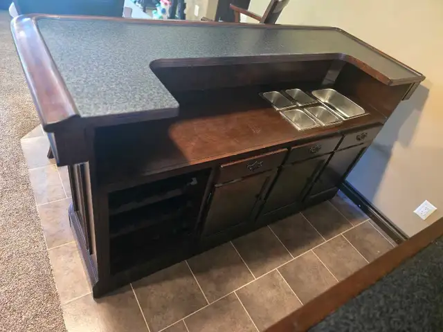 bar, back bar, hutch, chairs