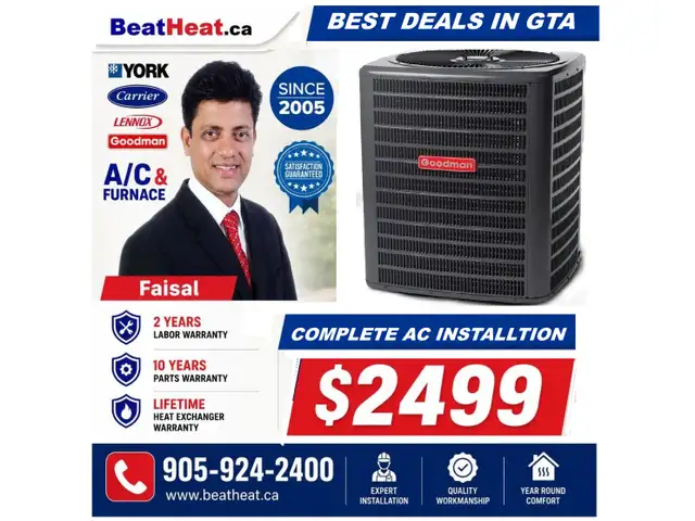 Goodman Air Conditioner with warranty   Installation from $2599