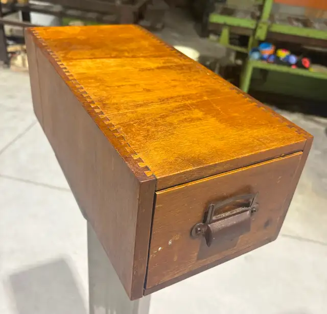 Antique Oak Library Card Catalog Drawer (c. 20th Century)