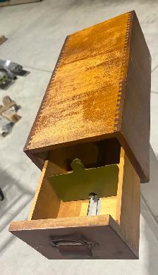 Antique Oak Library Card Catalog Drawer (c. 20th Century) - Photo 2