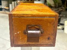 Antique Oak Library Card Catalog Drawer (c. 20th Century) - Photo 4