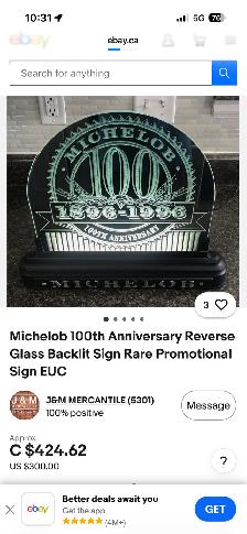 Commemorative Sign Titled 'Michelob 100th Anniversary" (MINT!) - Photo 7