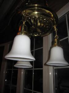1940s 3 LIGHT BRASS PAN CEILING FIXTURE NEW SOCKETS & REWIRED - Photo 3