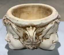 Heavy Ceramic Planter w Art Nouveau-Style Cherub Faces - Photo 2