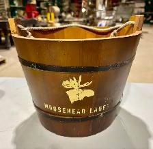 Wooden Beer Bucket Branded 'Moosehead Lager' (w Rope Handles)