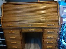 Vintage look solid wood roll top desk