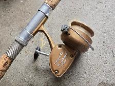 Antique Fishing reel and rod.
