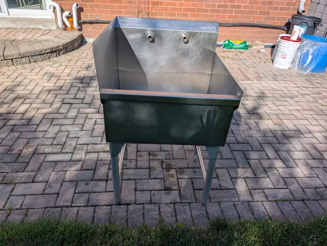 Commercial stainless steel utility sink with backsplash
