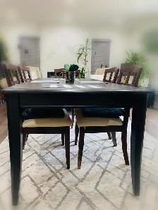 Dark Wood Dining Table   6 Matching Chairs for sale - Photo 4