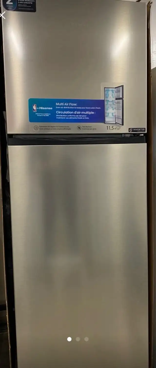 New Stainless 11.5 cu ft Fridge with two-year factory warranty,