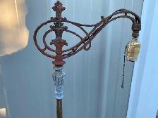 Antique Victorian Bridge Floor Lamps, ornate heavy metal lamps