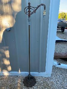 Antique Victorian Bridge Floor Lamps, ornate heavy metal lamps - Photo 2