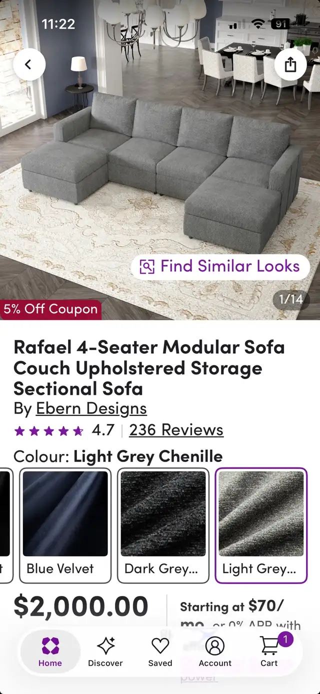 Rafael 4-Seater Modular  Couch Upholstered Storage Sectional