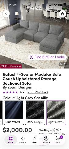 Rafael 4-Seater Modular  Couch Upholstered Storage Sectional