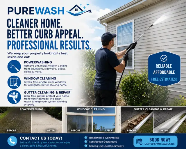 Window Cleaning - Power Washing - Gutter Cleaning - Book Today!