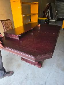 Solid Dark Wood Dining Table with 6 Chairs