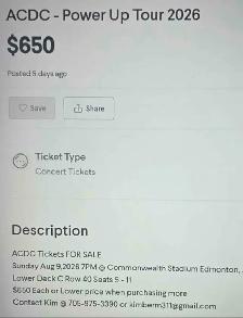 7 ACDC Power Up Tour 2026 atCommonwealth Stadium Edmonton-Aug 09