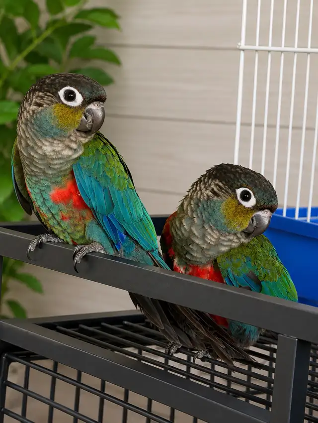 ❤️ Cute Crimson Bellied Conure ❤️ with Cage and Food❤️⭐
