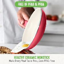 GreenLife Soft Grip Healthy Ceramic Nonstick, 16 Piece Cookware - Photo 2