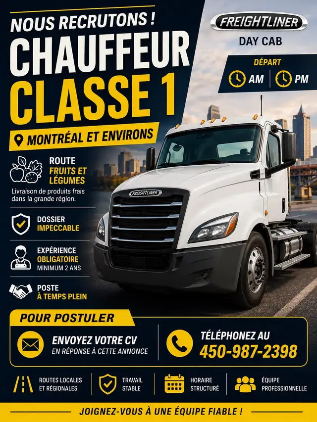 CHAUFFEUR CLASSE 1 RECHERCHÉ