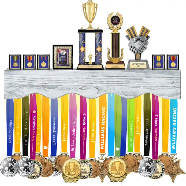 LAVIEVERT Medal Hanger Display with LED Lights, Wall-Mounted