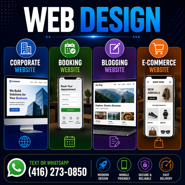CORPORATE WEBSITE, BOOKING WEBSITE, BLOGGING WEBSITE, E-COMMERCE