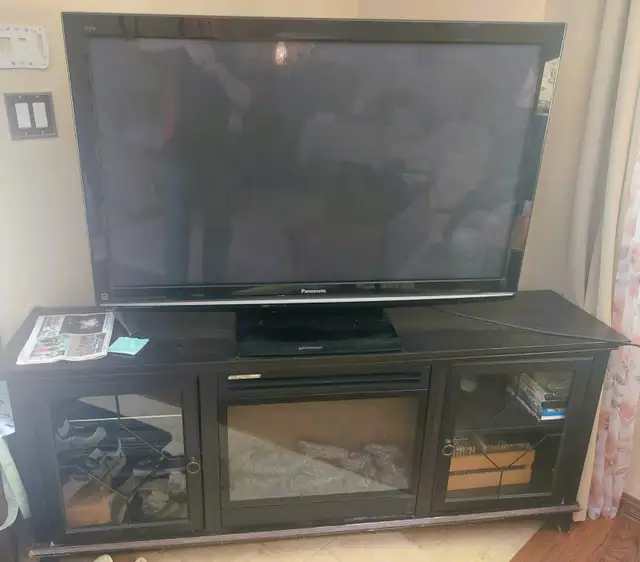 tv Panasonic 50' Tv with stand Electric fire place heater