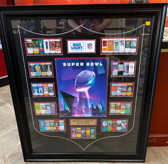 2018 Minneapolis Minnesota NFL Super Bowl Framed Ticket Replicas