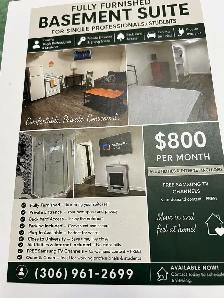 basement suite for rent in Prince Albert