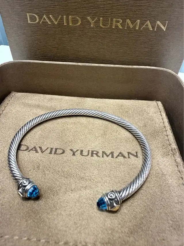 David Yurman Cable Classics Bracelet In Silver, Topaz