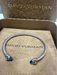 David Yurman Cable Classics Bracelet In Silver, Topaz