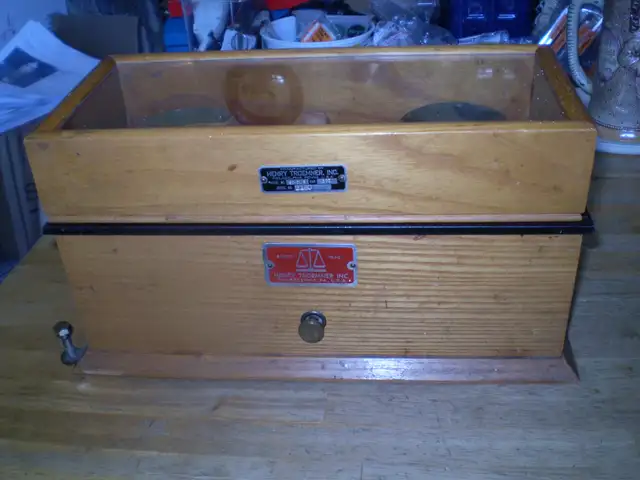 HENRY TROEMNER APOTHECARY SCALE-WOOD CABINET-NEEDS TLC $50