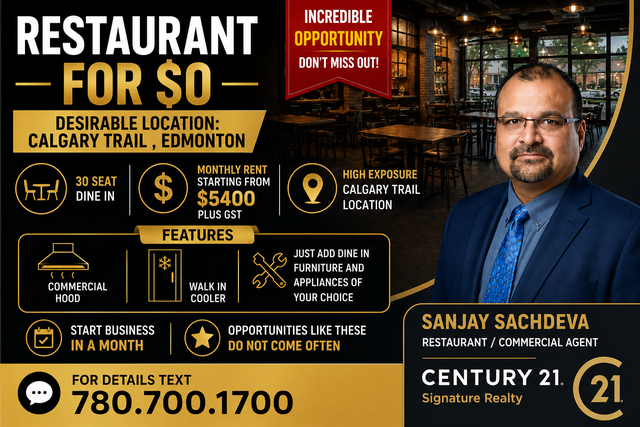 RESTAURANT FOR $0 – RARE OPPORTUNITY!