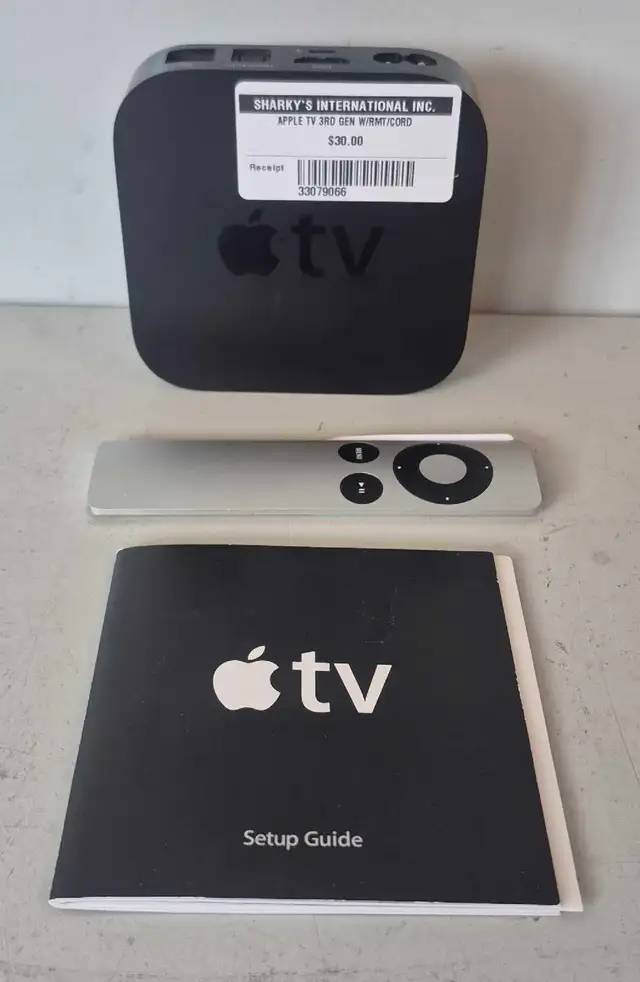 Apple TV 3rd Gen With Remote,Cords,Manual (33079066)