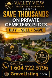 Valley View Cemetery Plots for Private Sale in Surrey