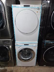 High End Miele 24' White Front-Load Stackable Washer & Dryer Set