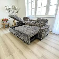 Brand new 3 seater corduroy pull out with storage and cup holder
