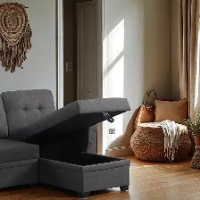 New Sectional Sofa Bed With Storage Chaise Grey Clearance Sale - Photo 3