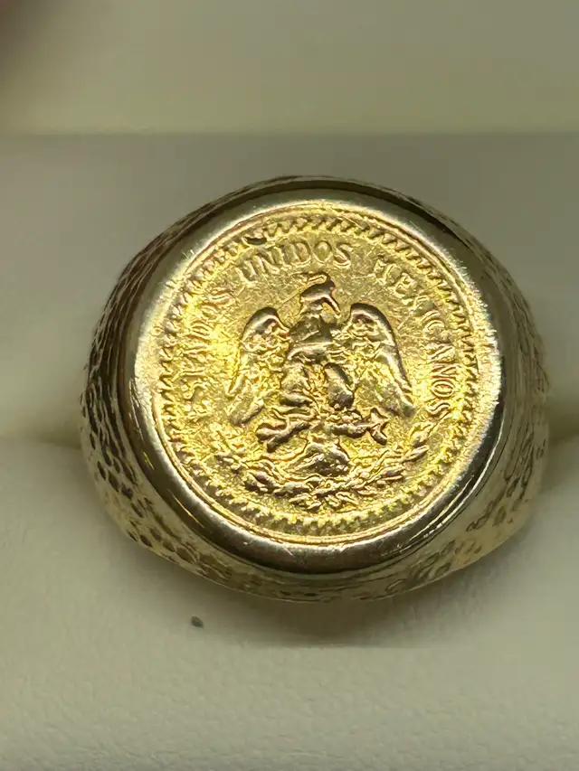 10K  Mexican Dos Pesos Coin Men’s Ring
