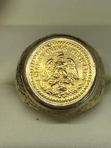 10K  Mexican Dos Pesos Coin Men’s Ring
