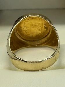 10K  Mexican Dos Pesos Coin Men’s Ring - Photo 6
