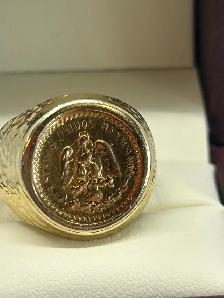 10K  Mexican Dos Pesos Coin Men’s Ring - Photo 7