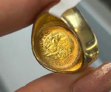 10K  Mexican Dos Pesos Coin Men’s Ring - Photo 8