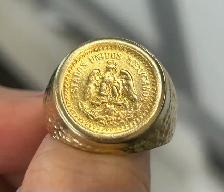 10K  Mexican Dos Pesos Coin Men’s Ring - Photo 10