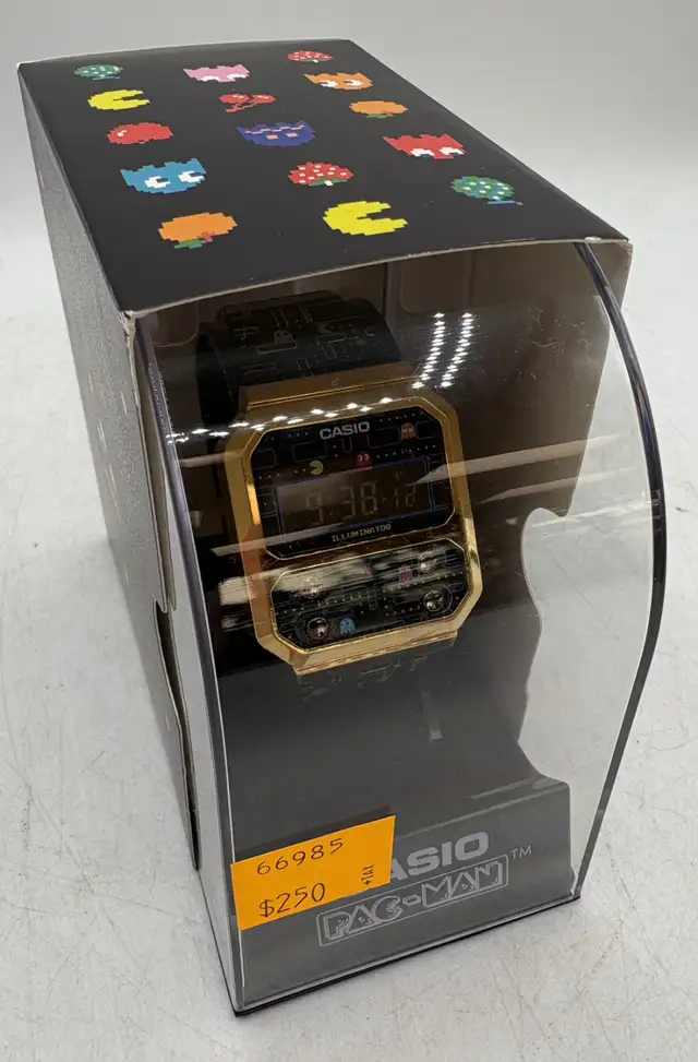 Casio Digital a100we Pac-Man Watch with Box & Papers