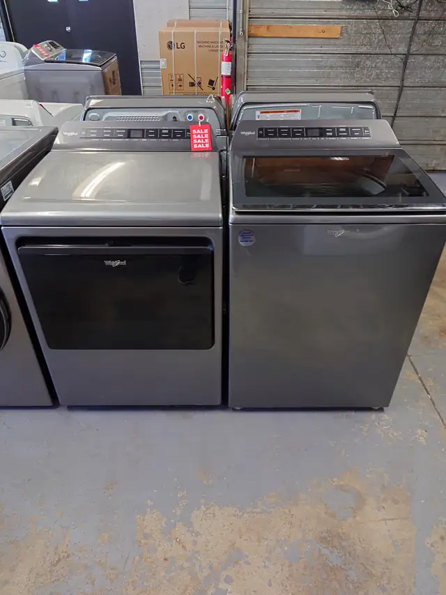Whirlpool '27' Chrome Shadow Top Load Washer/Dryer Set on Sale‼️